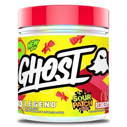 GHOST Legend Pre-Workout Powder, Sour Patch Kids Redberry - 30 Servings – Pre-Workout for Men & Women with Choline, L-Citrulline, & Beta Alanine for Energy & Focus
