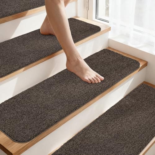 COSY HOMEER Stair Treads for Wooden Steps Non-Slip Carpet Mat,4pcs,Brown