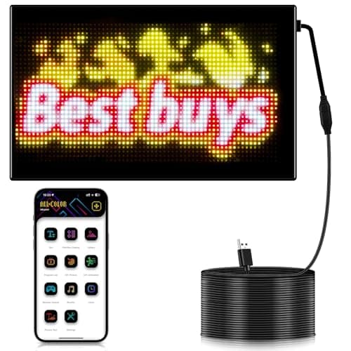 Flexible LED Display Screen, IP65 Waterproof PU+FPCB Material, Remote & App Control, for Indoor Advertising, Shop Window, Car Dealership Decoration (13 x 7.9in)