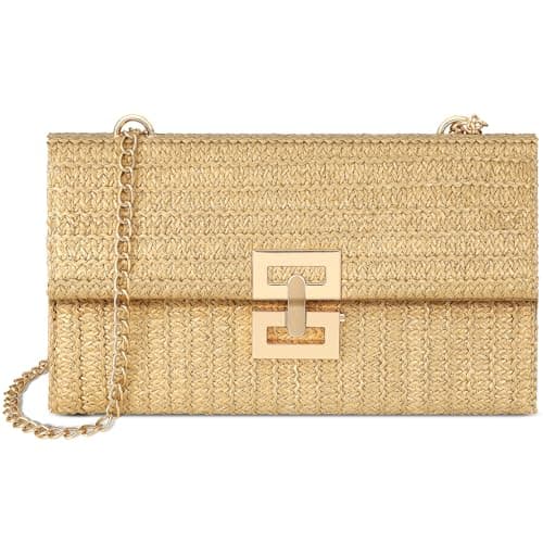 Loiyadn Straw Purse - Beach Bags for Women Summer, Woven Clutch Purses for Women Crossbody Shoulder Handbag