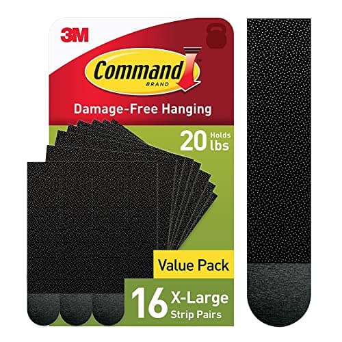 Command 20 lb XL 16 Pairs Heavyweight Picture Hanging Strips (32 Strips), Damage-Free Hangers for Picture Frames, No Tools Required, Ideal for Home Room Wall Decor, Black Adhesive