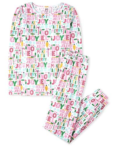 The Children's Place baby girls Family Matching Christmas Holiday Sets, Snug Fit 100% Cotton, Adult, Big Kid, Toddler, Pajama Set, Pink Merry Joy, XX-Large US