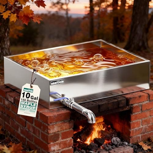 WantJoin Maple Syrup Evaporator Pan 10 GAL - Syrup Evaporator Pan Stainless Steel w/Elbow Pipe, 24 * 18 * 6 Inch, Makes 150 Bottles of 50oz, Upgraded Leak-Proof TIG Welded Seams