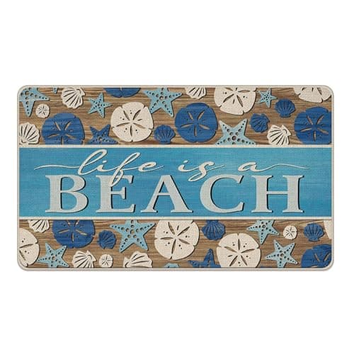 Livcoz Life is a Beach Welcome Front Door Mat, Summer Coastal Sea Shell