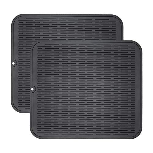 ZLR 2 Pcs Oversized Silicone Dish Drying Mat for Kitchen, 16"x18", Black