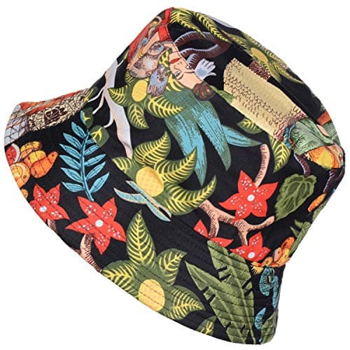 BYOS Unisex Foldable Reversible Plain Black & Printed Travel Sun Bucket Hat