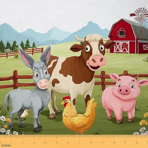 Feelyou Farm Animal Fabric By The Yard Decorative