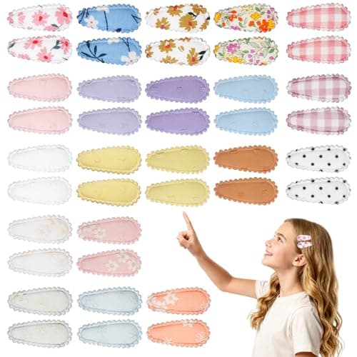 40Pcs Mini Toddler Hair Clips Baby Girl Floral Print Bows Clips Non Slip Wrapped Snap Hairpins Cute Small Flower Patterns Clips Hair Barrettes Accessories for Christmas Holiday Baby Infants Girls