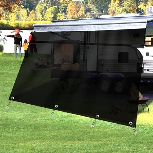 RV Awning Shade Screen with Zipper 8'x10'3", RV Awning Fabric Replacement Complete Kits for Trailer Camper, RV Awning 230GSM 8.2oz, 600D Durable Mesh Blocks 88% Sunlight, Improves Shade&Privacy