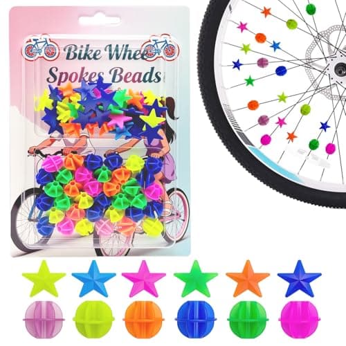 72Pcs Colorful Bike Spoke Beads for Kids - Wheel Decorations with Star & Round Shapes | Easy Clip-On Installation for Most Bicycles | Fun Bicycle Accessories Gift for Boys & Girls