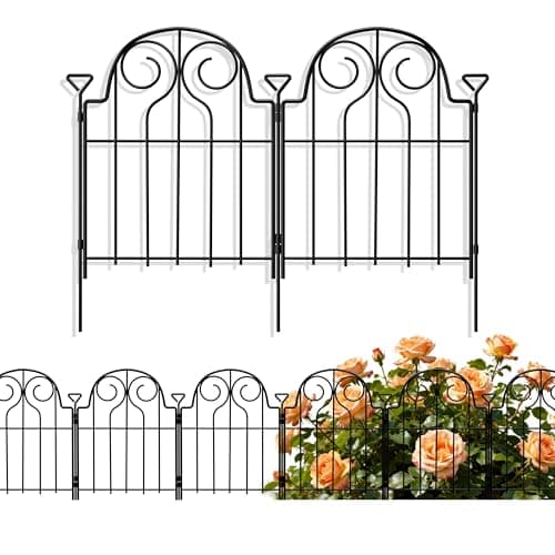 Pvpy Yvrd Decorative Garden Fence 17in x10ft,10 Panels Rustproof Metal No Dig Fence Animal Barrier,Arched Flower Bed Edging Ornamental Wire Border Panel Fencing for Yard Patio Outdoor Decor,Patented