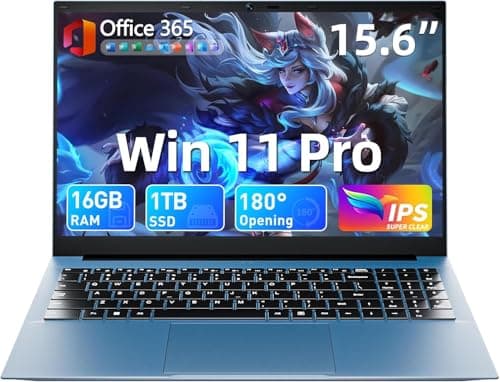 ZAQTG Laptop Win 11 Pro, 15.6 Inch Laptops Computer, 16GB RAM 1024GB SSD, Office 365, Celeron Processor, WiFi 6, BT5.2, 7000mAh Battery, Type-C, HDMI, Cooling Fan, 180° Viewing(Gray)