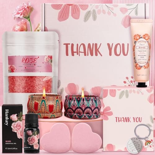 Thank You Gifts for Women, 9-Piece Rose Pamper Set – Luxury Relaxation Bath & Spa Hamper, Ideal Birthday Gift Box for Best Friend, Mum, Sister, Teacher, Unique Appreciation Presents(Thank You)