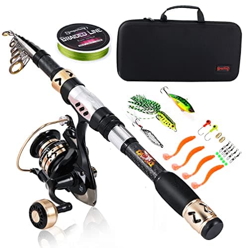 Sougayilang Fishing Pole Kit,Telescopic Rod Reel Combo with Spinning Reel,Line, Accessories and Carrier Bag, Fishing Gear Set for Beginner Adults-2.1M/6.89FT Rod 2000 Reel with Bag