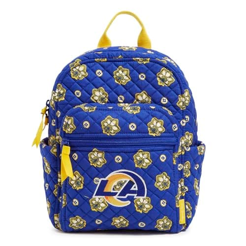 Vera Bradley Women's Cotton Nfl Small Backpack (Multiple Teams Available), Losangelesramsonnavyblue/Yellowbandana, One Size
