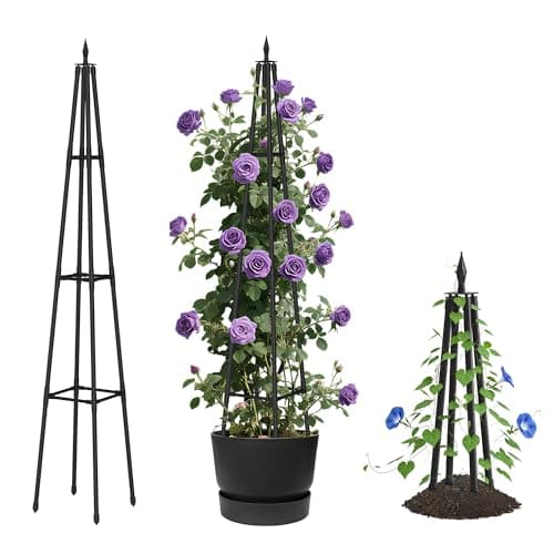 Alisisfores 5.2 FT Obelisk Trellis for Climbing Plants,Garden Trellis with Extra Thickened Plastic-Coated Metal Pipes, Outdoor & Indoor Garden Support for Potted Plants, Black