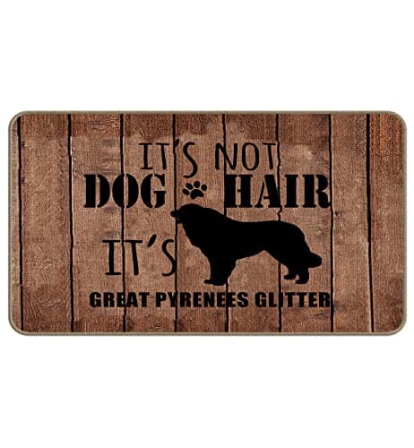 M-Qizi Great Pyrenees Glitter Decorative Indoor & Outdoor Doormat, Funny Dog Themed Room Entrance, 17" x 30"
