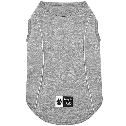 KYEESE Reflective Dog Shirt, Lightweight Sun Protection Dog T Shirts for Small Dogs, Breathable Sleeveless Pet Tank Top High Visibility Summer Dogs Clothes for Night Walking Outdoor, Grey, L