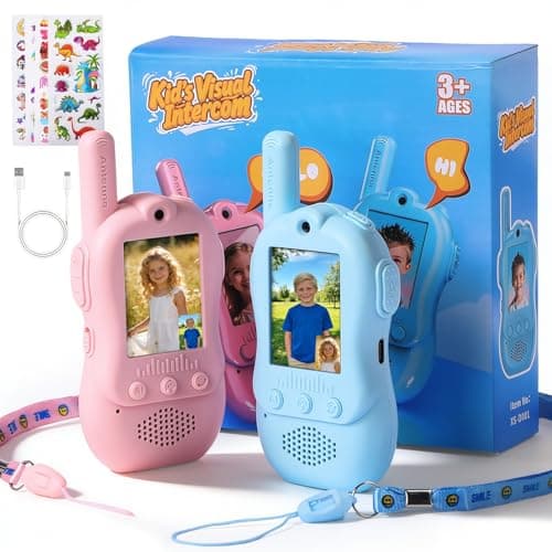 Video Walkie Talkies for Kids with 4 Voice Changers & 3 Video Uniforms, 2 Way Radio with Camera & Video Call, USB C Rechargeable, Includes 4 DIY Stickers, Birthday Toys Gifts for Boys Girls Ages 3-12