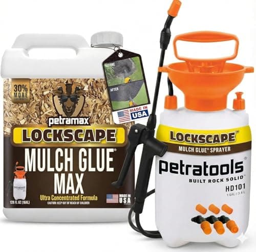 PetraMax Lockscape Mulch Glue for Landscaping with Sprayer 1 Gal, USA-Made