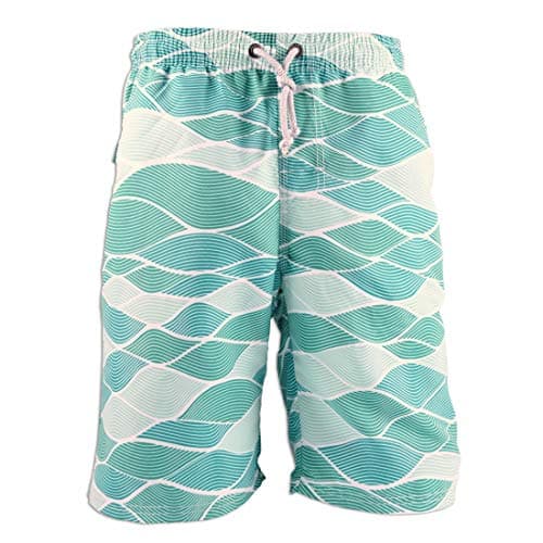 PREFER TO LIFE Men's Board Shorts-Printed Swimwear Water Park Beach Shorts -Quick Dry Beachwear Sports Swim Surfing Pants Wear and Stain Resistant(M Size Water Stripe - Blue)
