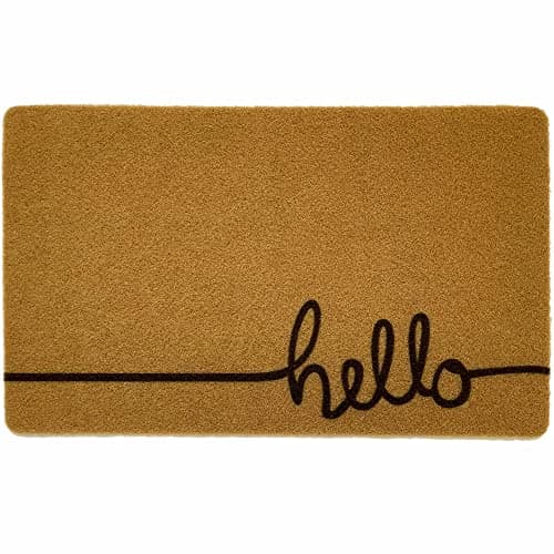 LEVINIS Hello Door Mat 29.5×17 Inch Coir Front Door Mat with Heavy Duty Backing Decorative Home Entrance Mat