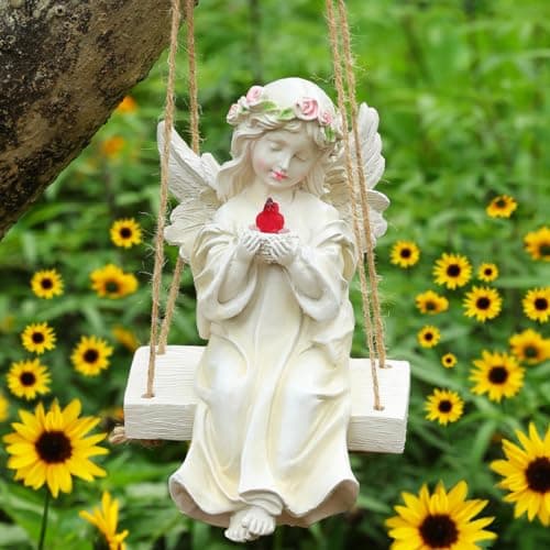 Kssiaz Angel Garden Statue,Fairy Solar Garden Decor with Warm Light