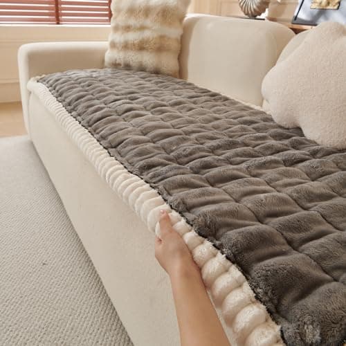 Feyocn Couch Covers for Pets Washable Sofa Covers for Dogs Cats Anti-Slip Sofa SlipCover for 3-4 Cushion Couches Pet-Friendly Furniture Protector Covers for Living Room (27.6" x 83", Light Gray)