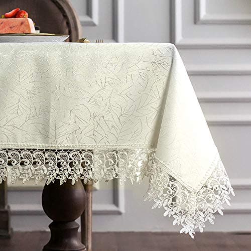 ARTABLE Lace Table Cloths Rectangle Fall Antique Flower Decor Macrame Tablecloth for Outdoor Farmhouse Rustic Kitchen Party Birthday Picnic (Ivory-1, 60 x 104 Inch)