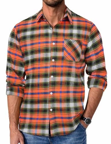 COOFANDY Button Down Shirt Mens Flannel Shirts Casual Long Sleeve Shirts for Men