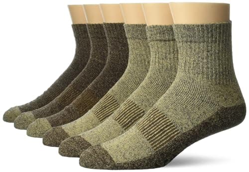 Columbia Men's Moisture Control Quarter Crew Socks Multipack, Khaki/Brown (6 Pairs), 6-12