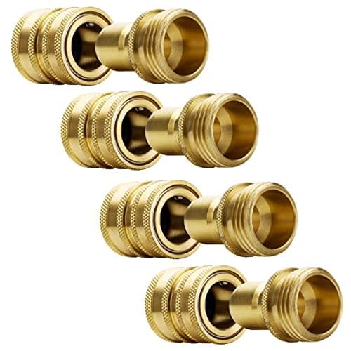 YAMATIC Brass Garden Hose Quick Connect Fittings, 3/4" Thread (4 PACK)