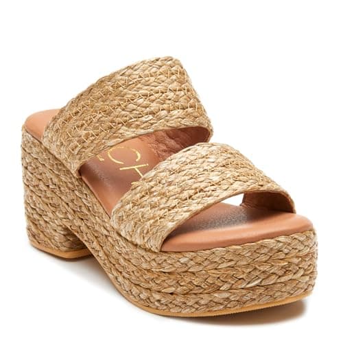 Coconuts by Matisse Women's Platform Espadrille Heel Sandals - Summer Woven Wedges Slides, Open Toe, Beach, Outdoor Footwear for Women, Lightly Padded Footbed, High Heel 3" & Up - Beige, Size 8