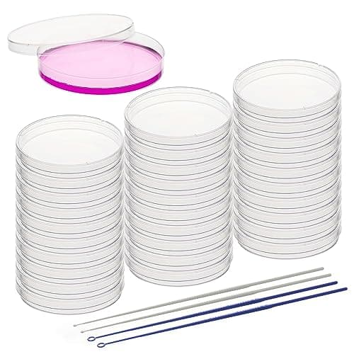Labvida 20 Pack Sterile Plastic Petri Dishes with Lids, 90mm Dia x 15mm Deep, 1ul&10ul Inoculating Loops, Lab Petri Plate Set for Lab School Home Use, LVAE002