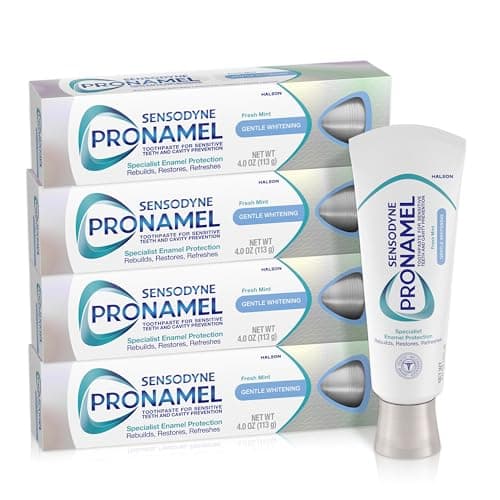 Sensodyne Pronamel Gentle Teeth Whitening Enamel Toothpaste for Sensitive Teeth, to Reharden and Strengthen Enamel, Amazon Exclusive, Fresh Mint - 4 Ounces (Pack of 4)