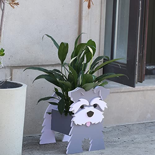 Gochoi Schnauzer Gifts for Women,Schnauzer Dog Planter Plant Pot,Cute Dog Flower Pots for Outdoor Garden Decraon,Schnauzer Plant Container Holder Office Home Decor Gift Stuff Small Schnauzer Grey