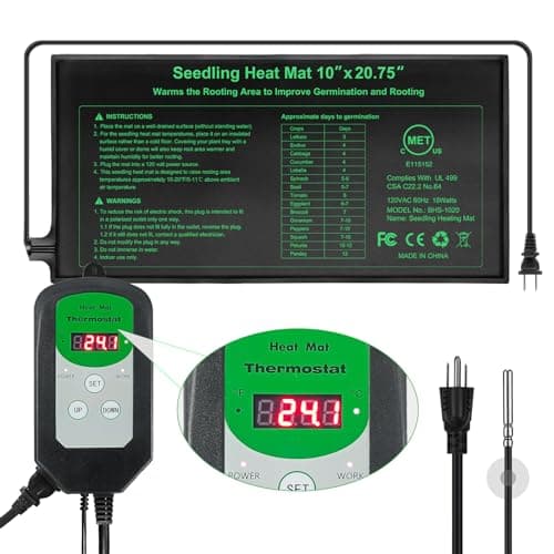 RC SLL Seedling Heat Mat and Digital Thermostat Combo Set, MET-Certified Plants Heating Mat Warm Hydroponic,Germination, Indoor Gardening, Greenhouse