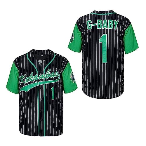 Kekambas Men's #1 G-Baby Jarius Evans Hardball Movie Baseball Jersey Black Size S