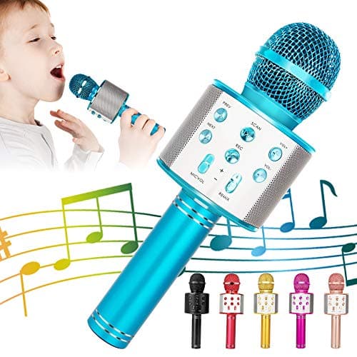 KIDWILL LAND Wireless Bluetooth Karaoke Microphone for Kids-Blue