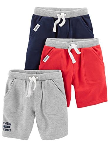 Simple Joys by Carter's baby-boys Multi-pack Knit Shorts, Red/Grey/Navy, 3-6 Months