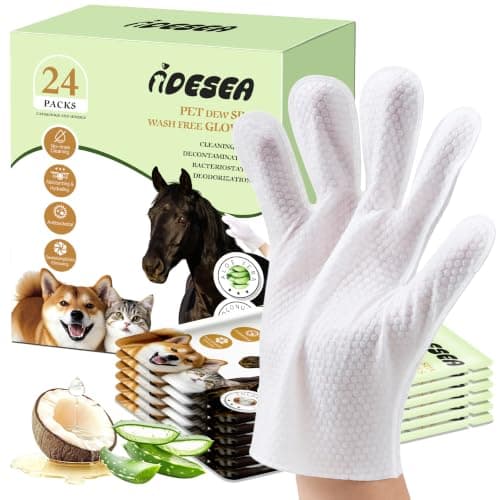 IDESEA Dog Wipes for Dogs & Cats, Individually Packed Glove Wipes, 24 Count