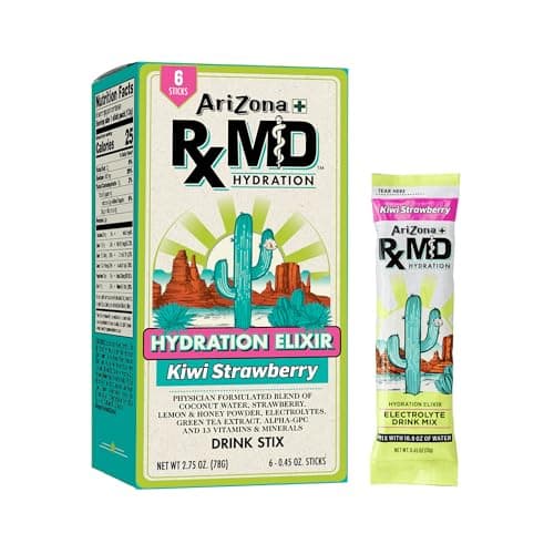 Arizona Rx MD Hydration Kiwi Strawberry - Drink Mix - 920mg of Electrolytes - 0.45 oz Powder Sticks (Pack of 6)