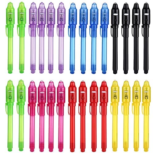 SCStyle Invisible Ink Pen 28Pcs With UV Light Party Favors for kids,Spy Pen