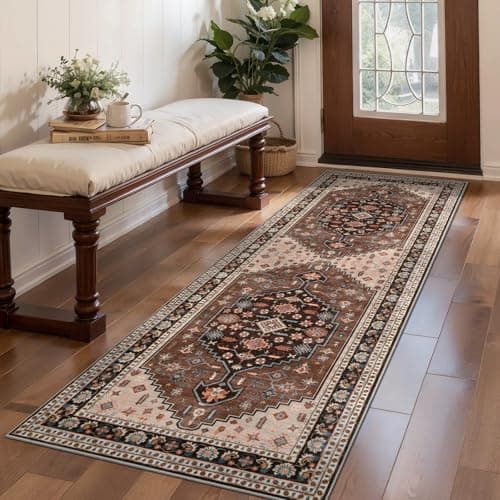 Tangsoo 2x6 Vintage Runner Rug for Hallways,Brown Washable Non-Slip Rug