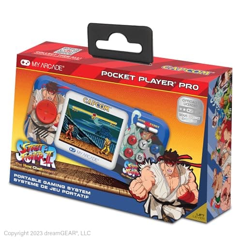 My Arcade Street Fighter II Pocket Player Pro: Capcom Officially Licensed Retro Handheld Game Consoles, 2 Games in 1, 2.75" Color Screen