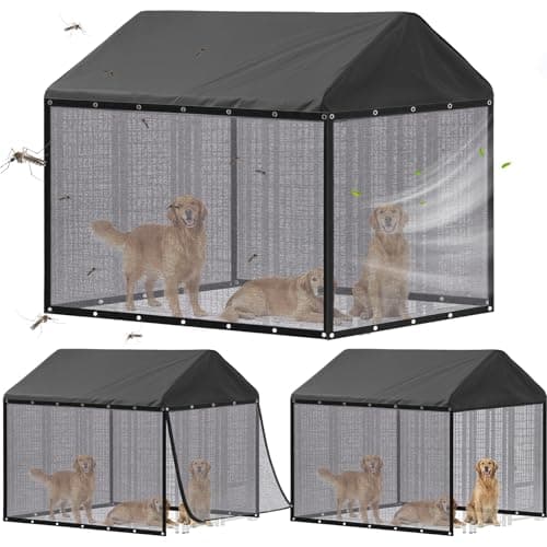Chunm Outdoor Dog Kennel Side Shade Screen Only, Fits 8' x 4' x 6' Cage, 95% Sun Shade Cover Breathable Mesh, Mosquito Barrier Privacy Panel for Summer Outdoor, No Top Cover or Frame Included