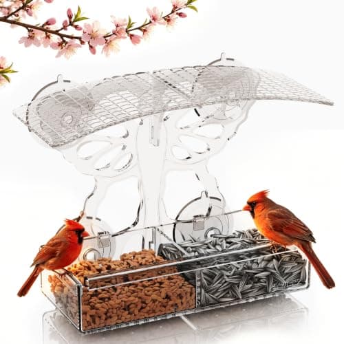 Window Bird feeders with Strong Suction Cups Butterfly-Shaped Design,Window Mount Bird feeders for Cats, Acrylic Clear Wild Bird feeders for Outdoors Squirrel Proof,Butterfly House,Garden Decor