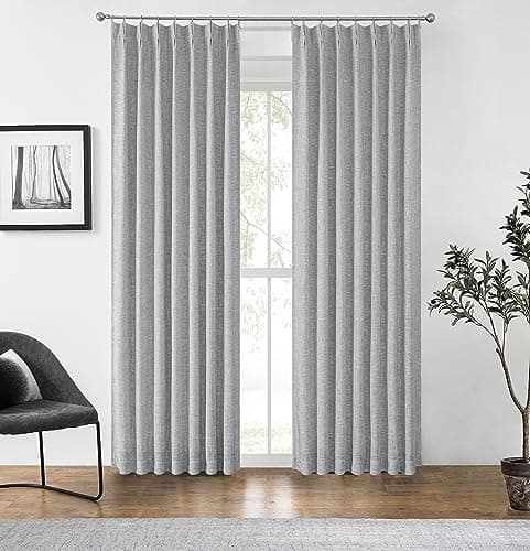 Central Park Gray Pinch Pleat Blackout Curtain Panel with Hooks, 40"x90"x2