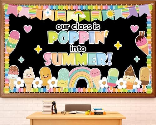 Summer Bulletin Board Decorations Set Ice Cream Classroom Decor Our Class is into Summer Colorful Ice Cream Paper Cutouts for School Office Home Teacher Classroom Wall Supplies