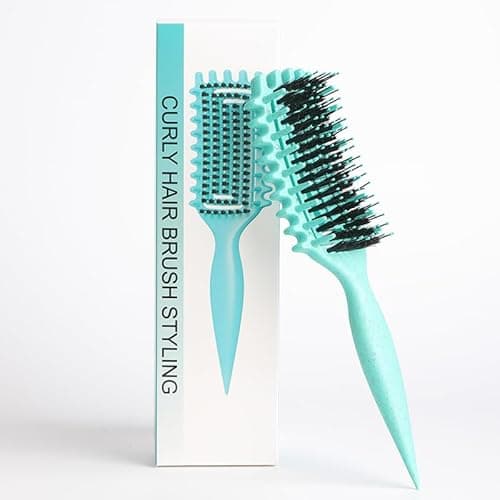Curl Defining Brush for Curly Hair, Flexi Vented Brush for Faster Drying Hair, Detangling and Shaping to Reduce Pulling (Green)